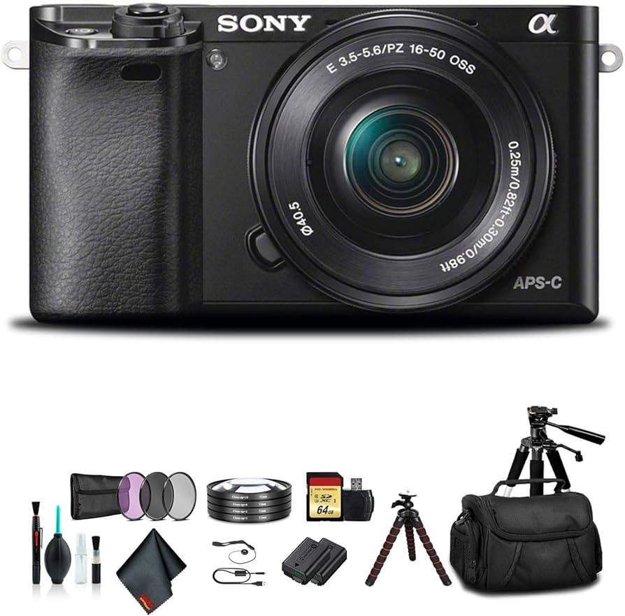 Sony Alpha a6000 Mirrorless Camera with 16-50mm Lens Black with Soft Bag, Additional Battery, 64G... | Amazon (US)