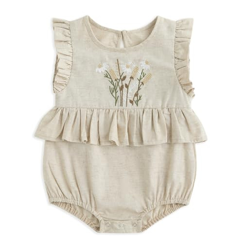 Simplee kids Newborn Infant White Rompers Baby Girls Summer Ruffle Sleeveless Embroidery Bodysuit... | Amazon (US)