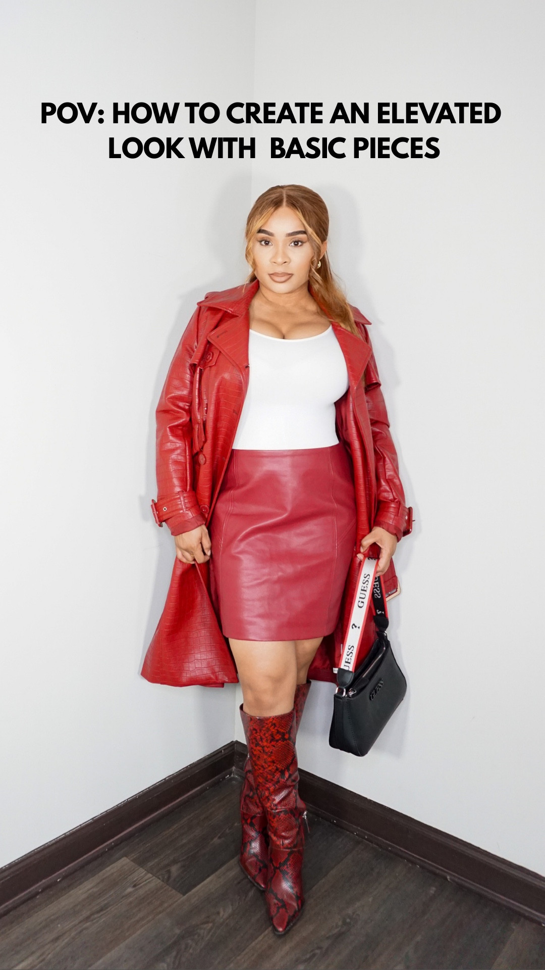 POV: How to create an elevated look with basic pieces.
It all starts with a great base — the Shapermint Essential Short-Sleeve Bodysuit. Smooth, simple, and the perfect foundation. From there, I elevated the look with a burgundy faux-leather skirt, matching heels, and a trench coat that instantly adds polish. Finished with a mini black Guess bag for that effortless, quiet-luxury vibe.
When your basics are right, the whole outfit feels powerful, chic, and put together.
I’m a US 8/10, wear medium tops, and 8.5/9 shoes.
Scroll down to shop every piece and recreate this elevated look.
Shapermint bodysuit, white bodysuit women, faux leather skirt women, burgundy outfit, trench coat women, high heel boots women, Guess mini bag, classy outfits for women, fall fashion outfits, winter outfits women, polished outfit ideas, chic elevated basics, LTK outfit, chic style look

#LTKootd #LTKPetite #LTKgrwm