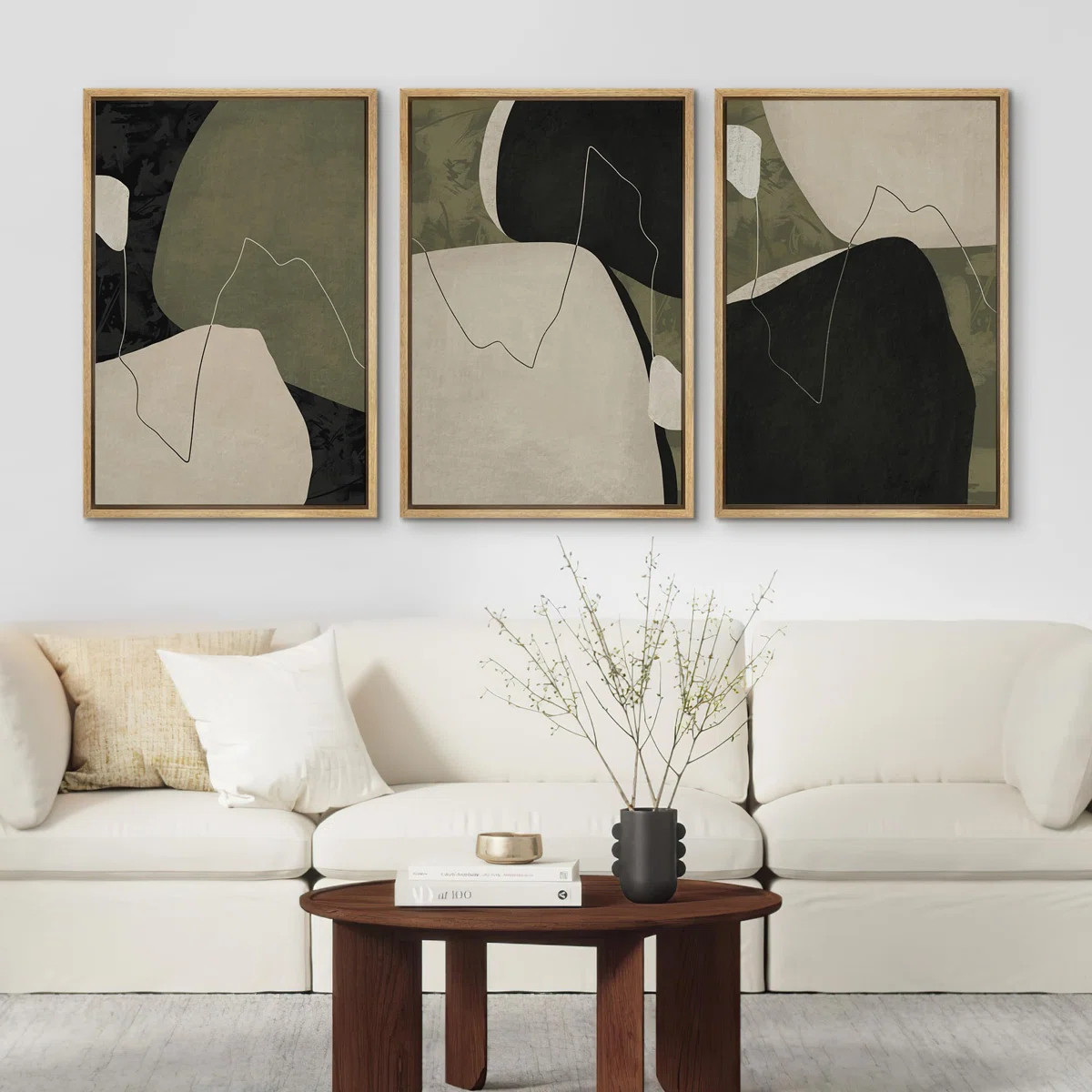 " Mid Century Modern Green Color Block Abstract Shapes Illustrations Art Decor Chic Bedroom Offic... | Wayfair North America