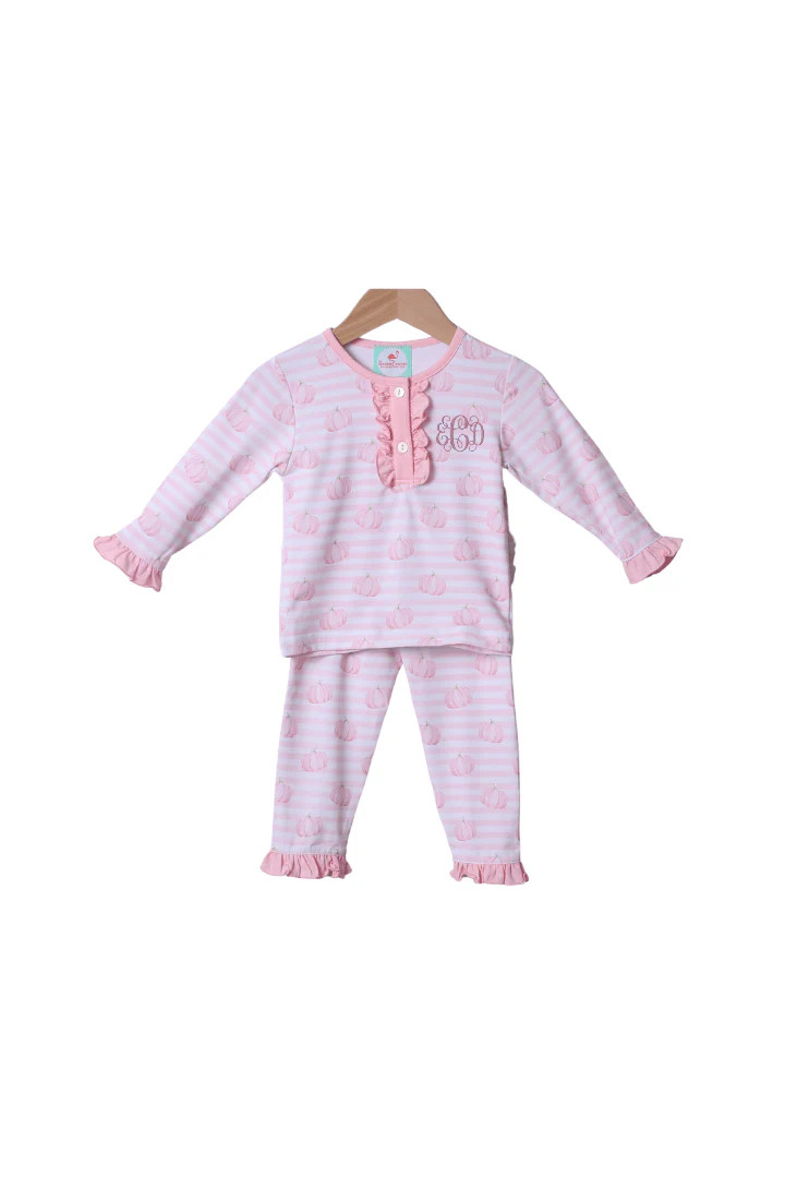 Pink Stripe Pumpkin Pajamas | The Smocked Flamingo