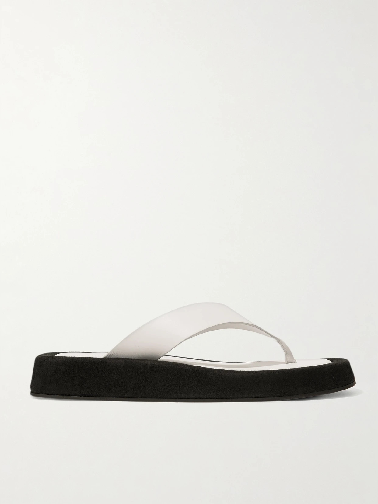 THE ROW - Ginza Leather And Suede Platform Flip Flops - White | NET-A-PORTER (US)