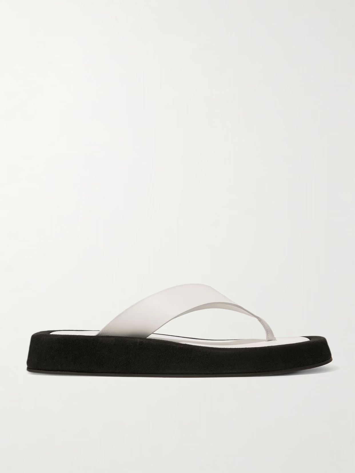 THE ROW - Ginza Leather And Suede Platform Flip Flops - White | NET-A-PORTER (US)