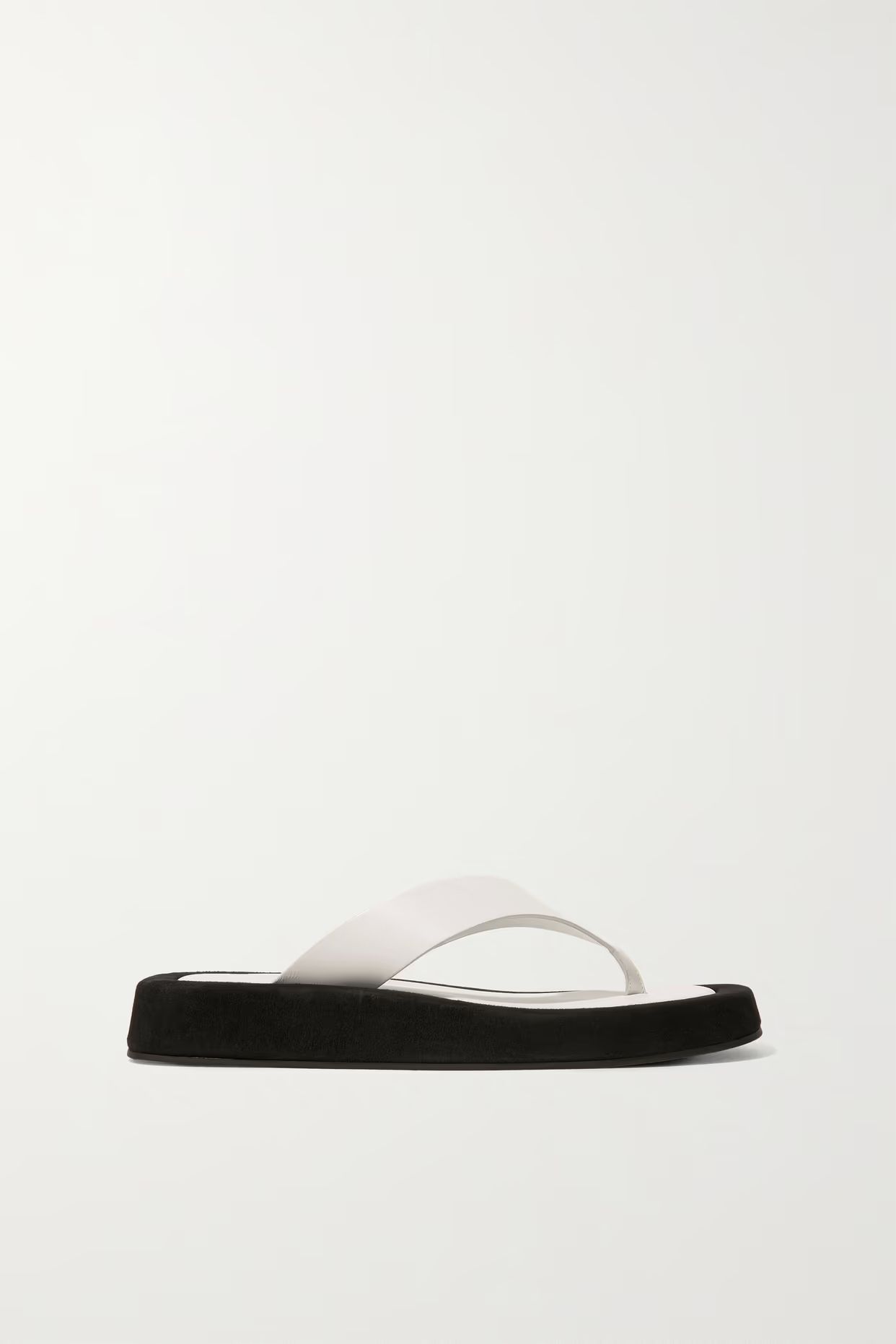 THE ROW - Ginza Two-tone Leather And Suede Platform Flip Flops - White | NET-A-PORTER (US)