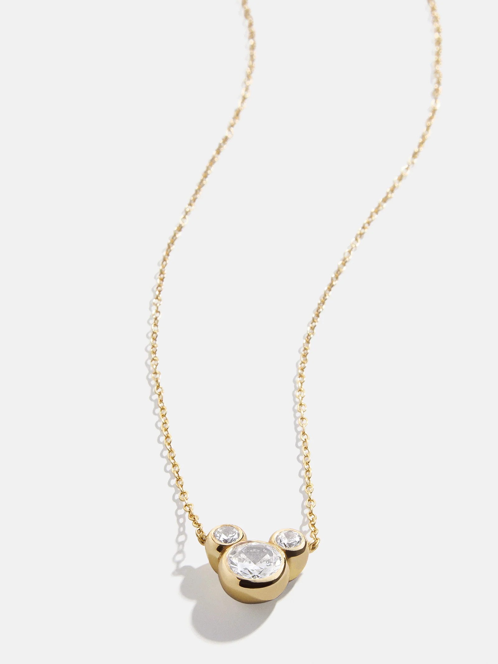 Mickey Mouse Disney 18K Gold Plated Sterling Silver & Cubic Zircona Pendant Necklace - Gold/Pavé | BaubleBar (US)