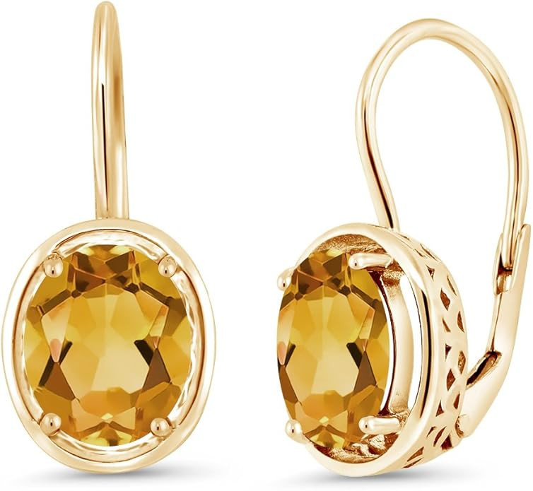 Gem Stone King 18K Yellow Gold Plated Silver Yellow Citrine Dangle Earrings For Women (3.00 Cttw,... | Amazon (US)