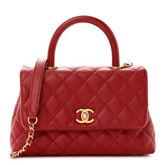 CHANEL Caviar Quilted Mini Coco Handle Flap Red | FASHIONPHILE (US)