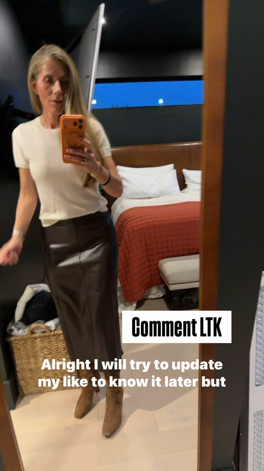 This Max Studio faux leather skirt + Quince cashmere T and Dolce Vita boots = quick pulled together dinner date outfit  

#LTKFindsUnder50 #LTKU #LTKStyleTip