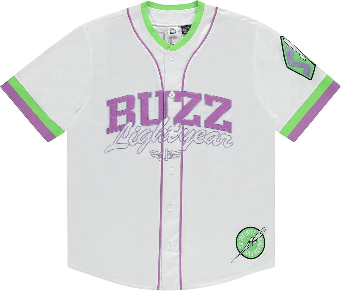Disney Mickey Mouse Men's Baseball Jersey – Donald Duck Buzz Lightyear Goofy Mesh Button-Up Fas... | Amazon (US)