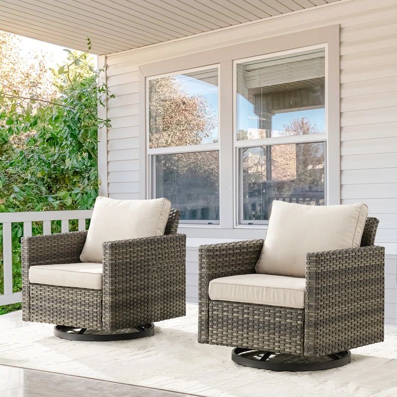 Miyona Wicker Rattan Swivel Outdoor Lounge Chair | Wayfair North America