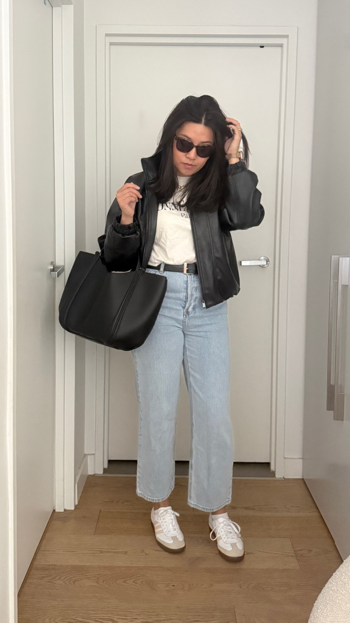 Another day for soccer with my son! This is my Soccer mom fit ! I’ve got to say this leather jacket has been one of my everyday go to! 

#jeans #neutraloutfit #leatherjacket #casualchic

#LTKaustralia #LTKwinter #LTKjeans