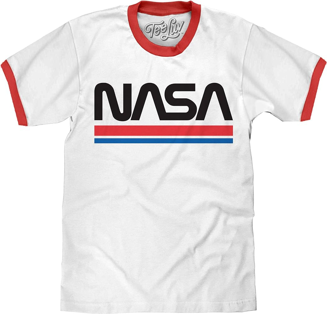 Tee Luv Men's NASA Shirt - Classic NASA Worm Logo Ringer T-Shirt | Amazon (US)