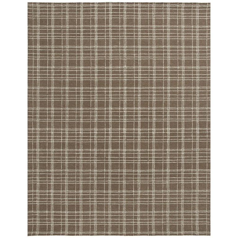 Better Homes & Gardens 7'10"x9'10" Brown Plaid Wool Indoor Area Rug | Walmart (US)