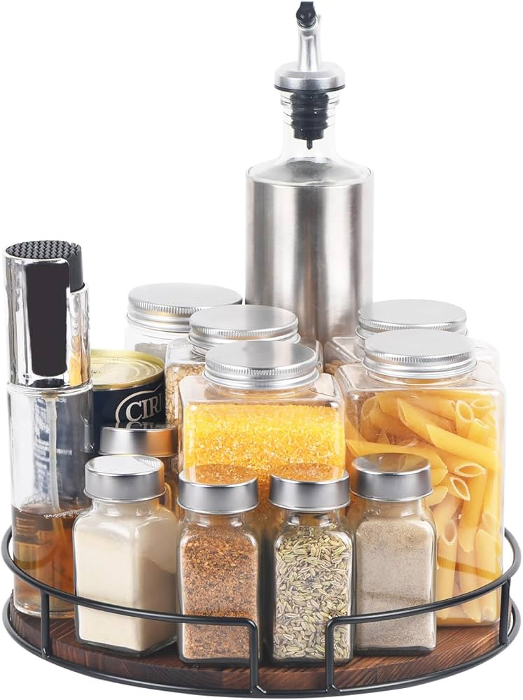 10" Lazy Susan Organizer - Non-Skid Wood Turntable Organizer for Cabinet, Pantry, Kitchen Counter... | Amazon (US)