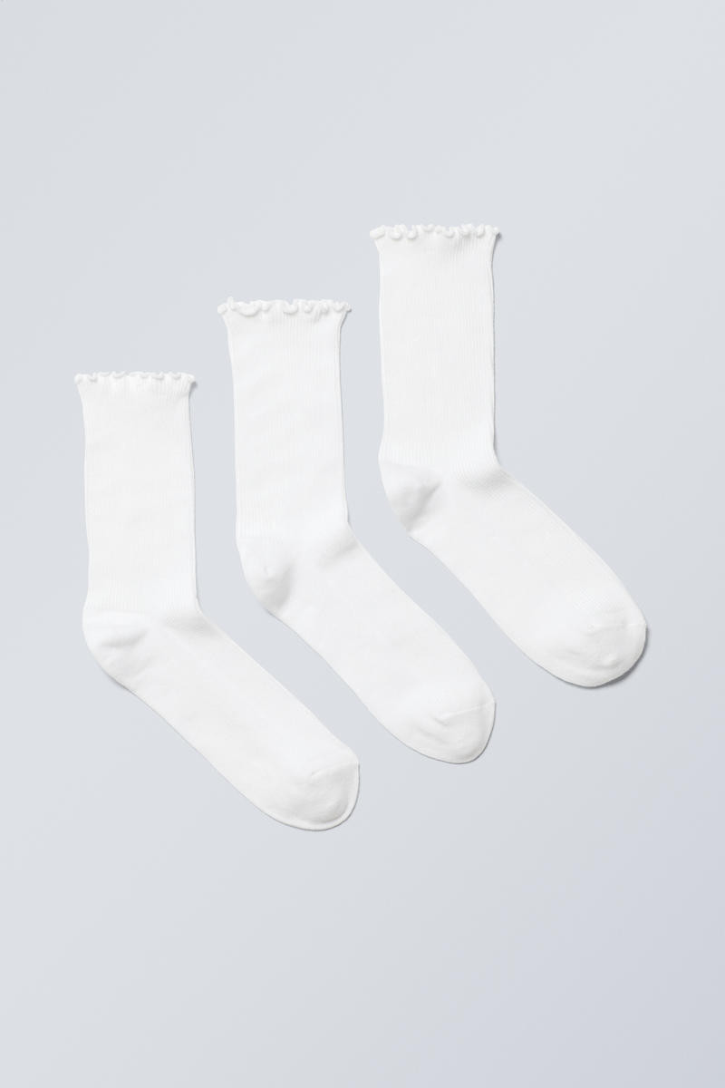 3-pack Frill Edge Socks | Weekday