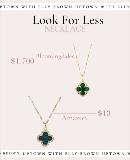 Look for less Bloomingdale’s vs. Amazon green pendant necklaces 