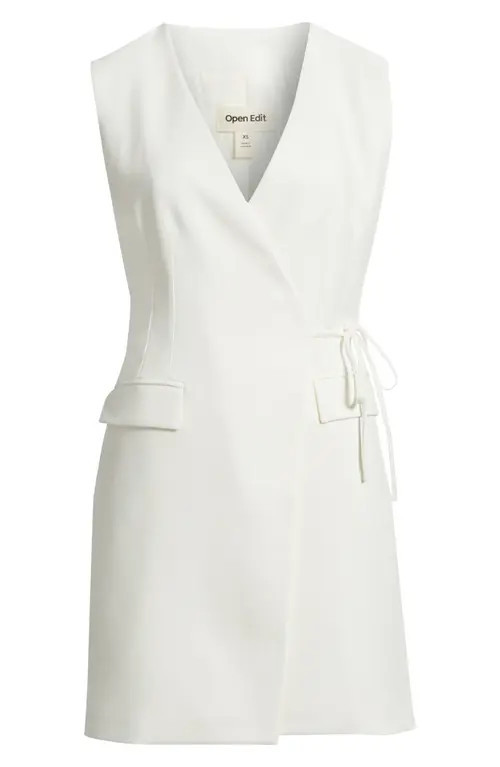 Open Edit Icon Blazer Wrap Dress in Ivory at Nordstrom, Size X-Large | Nordstrom