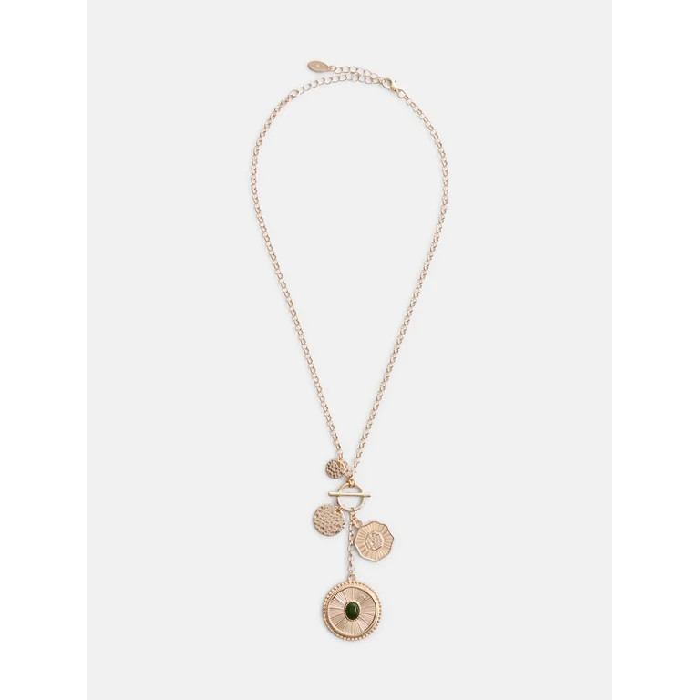 Scenario Women's Gold-Tone Necklace with Medallion Charms | Walmart (US)