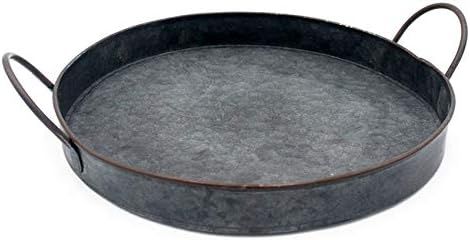 Funerom 10.2 inchs Round Galvanized Metal Round Tray with Handles | Amazon (US)