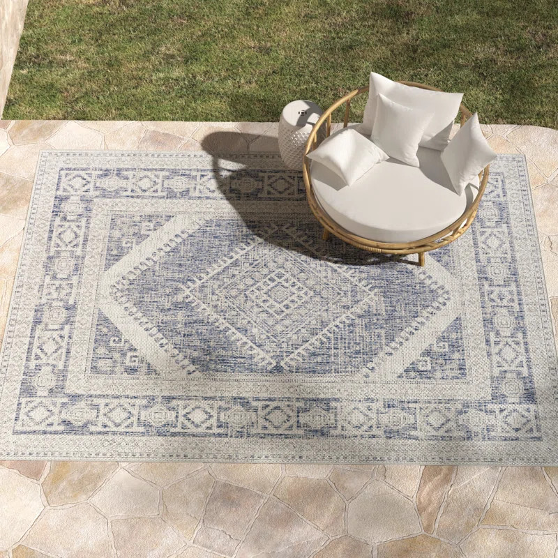 Bronwyn Blue/Ivory/Gray Indoor/Outdoor Rug | Wayfair North America