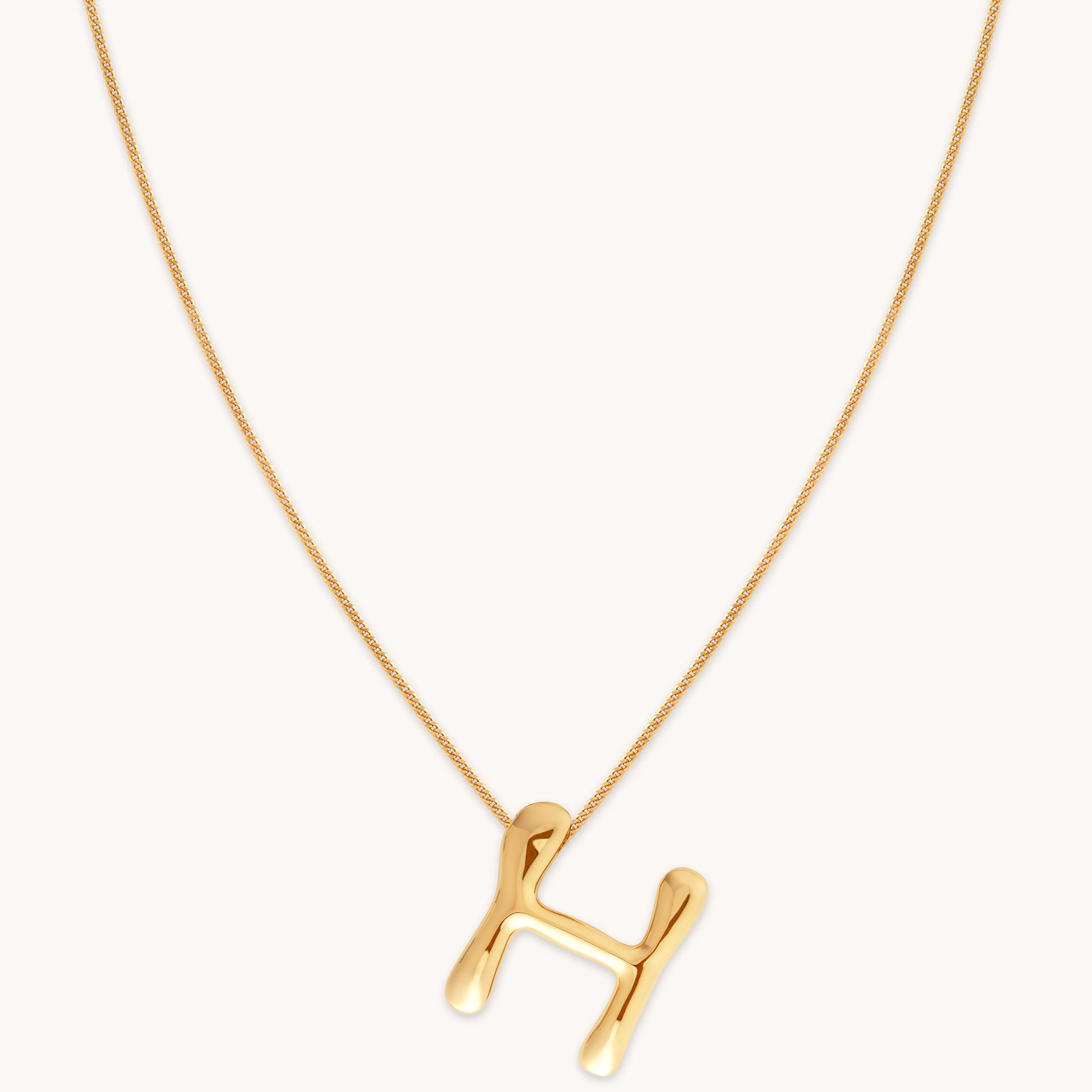 H Bold Initial Gold Necklace | Astrid & Miyu Necklaces | Astrid and Miyu