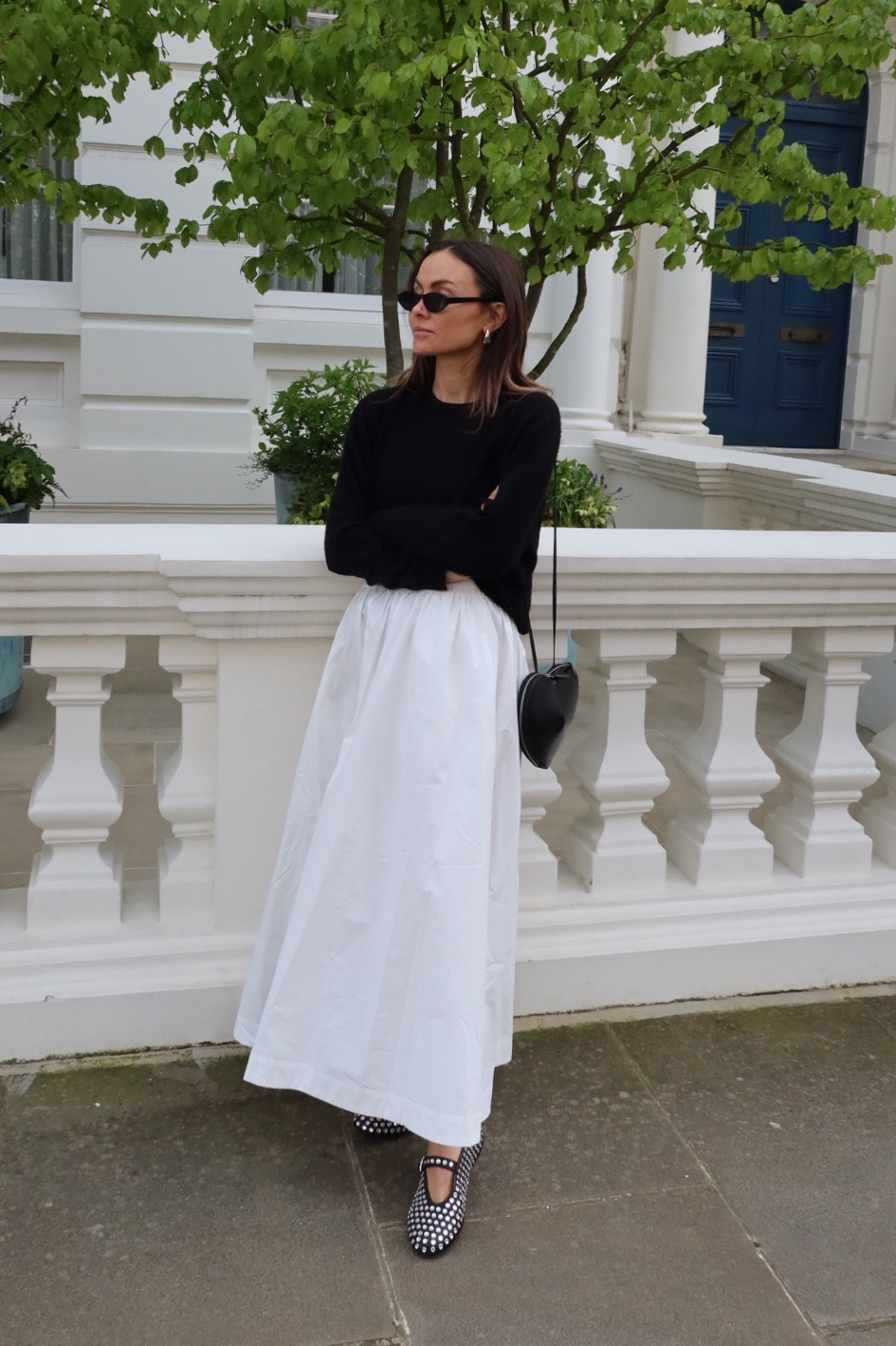 White full skirt midi skirt studded ballet flats 

#LTKSeasonal #LTKeurope #LTKshoecrush