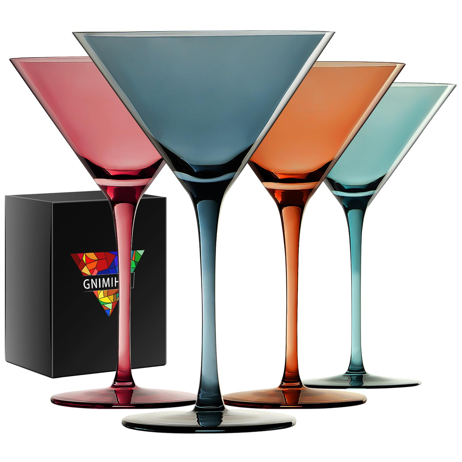 Colored Martini Glasses Set of 4-9 oz, Handmade Premium Crystal Cocktail Glasses, Martini, Cosmop... | Amazon (US)