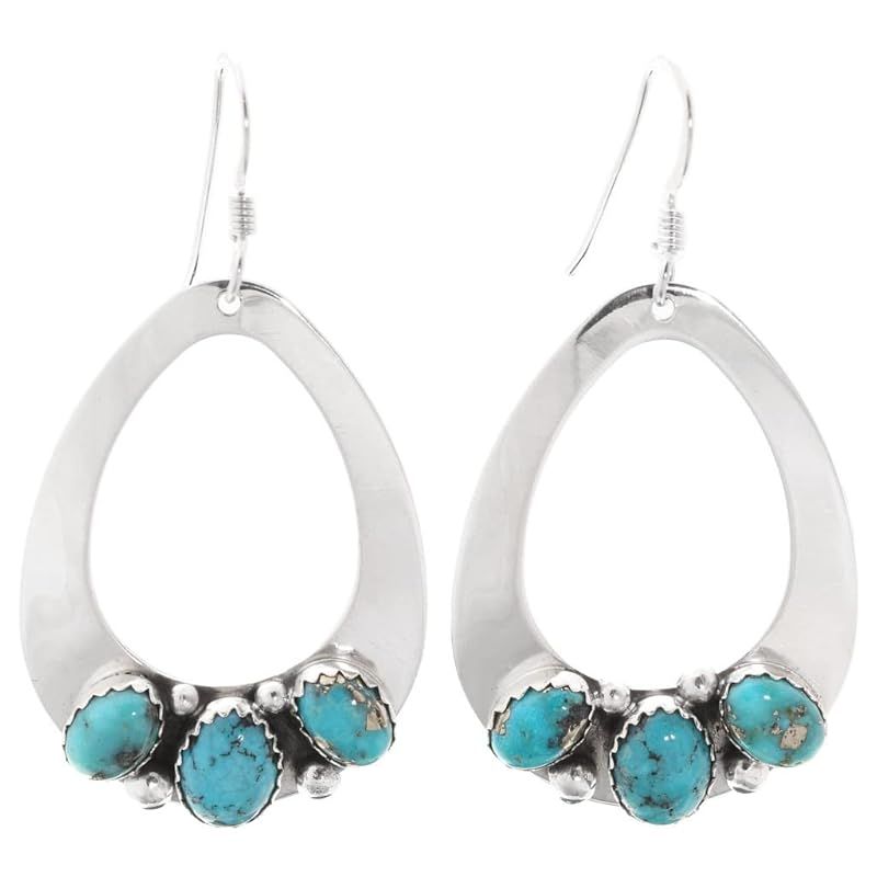 Natural Turquoise French Hook Earrings Navajo Teardrop 0071 | Amazon (US)