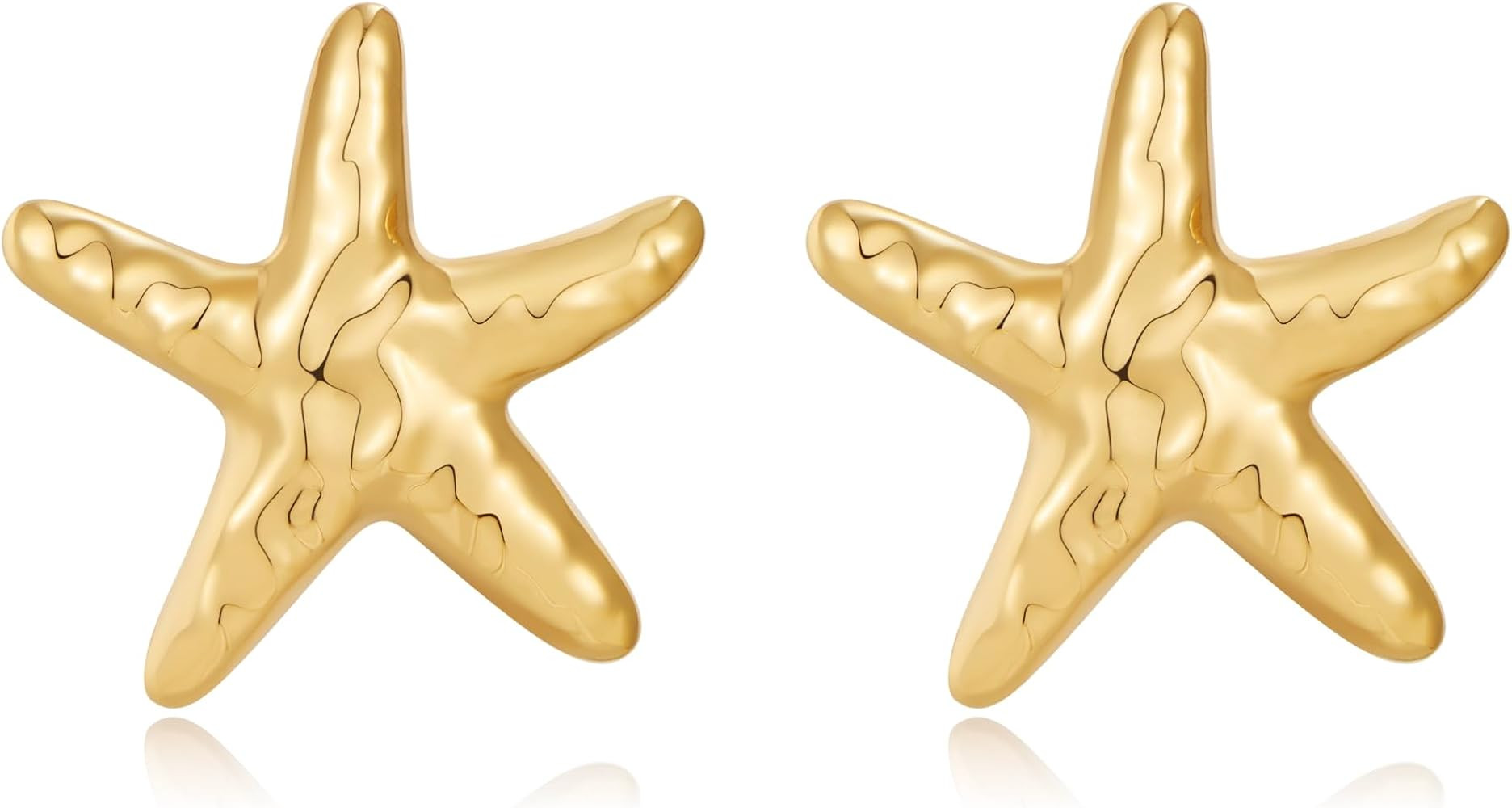 Gold Starfish Earrings for Women, Hypoallergenic Earrings Non-Tarnish Textured Sea-Inspired, Summ... | Amazon (UK)