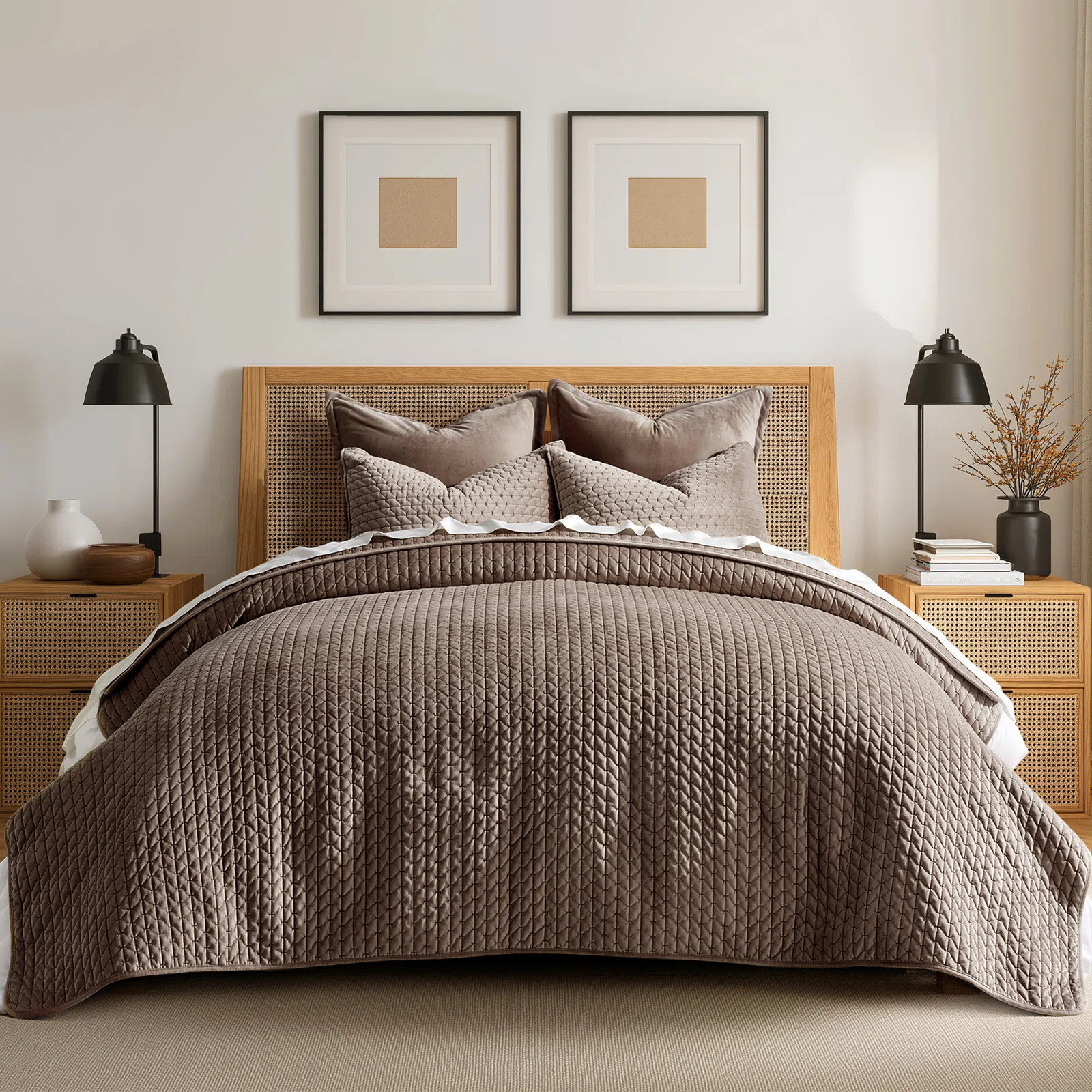 Cross-Stitch Velvet Quilt Set 3 Pieces | Wayfair North America