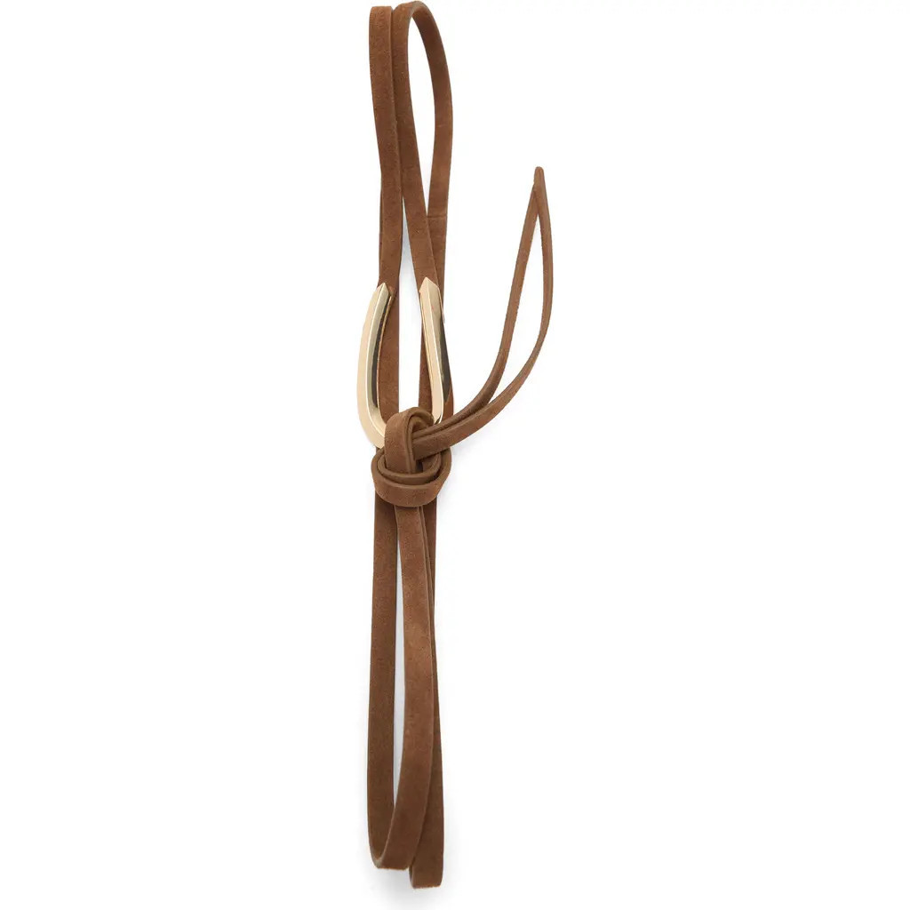 MANGO Thin Suede Tie Belt in Brown at Nordstrom, Size Medium | Nordstrom