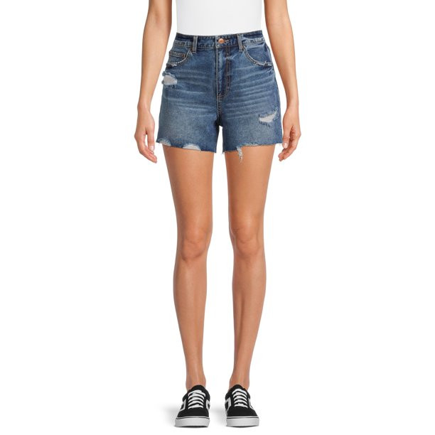 No Boundaries Juniors' High Rise Denim Shorts - Walmart.com | Walmart (US)