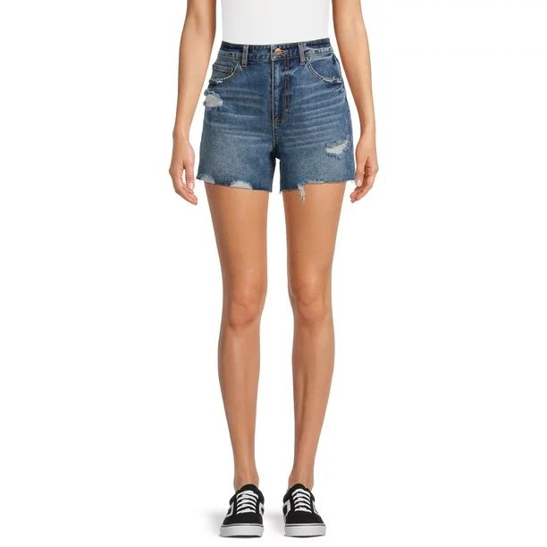 No Boundaries Juniors' High Rise Denim Shorts - Walmart.com | Walmart (US)