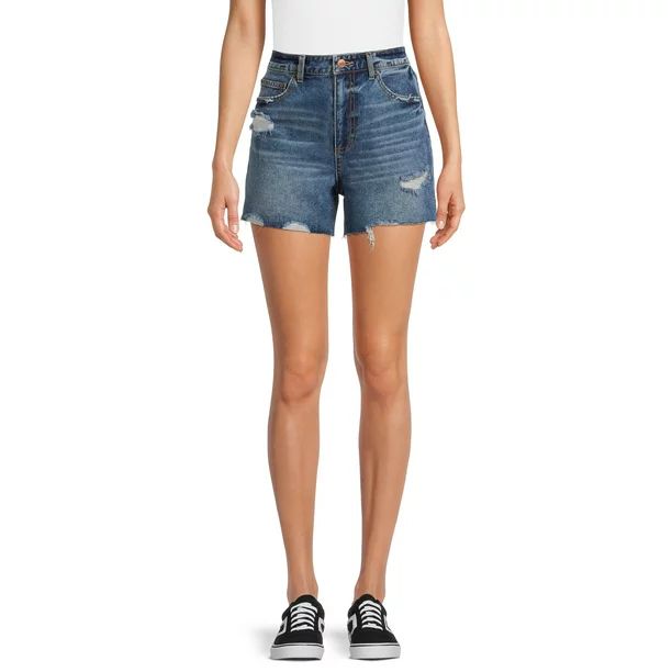 No Boundaries Juniors' High Rise Denim Shorts - Walmart.com | Walmart (US)