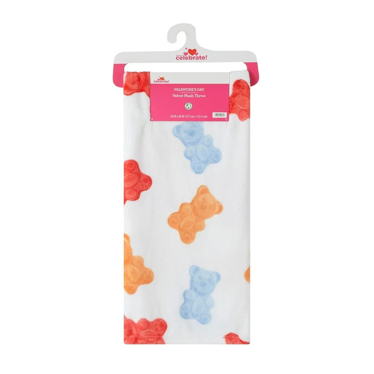 Gummy Bears Valentine's Day Plush Throw Blanket 50" x 60", by Way to Celebrate | Walmart (US)