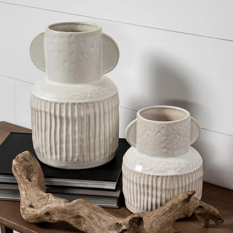 Davin Off White Ceramic Table Vase | Wayfair North America