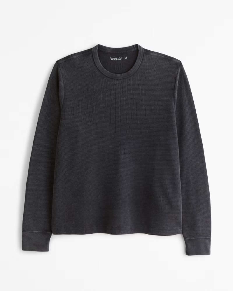 Men's Long-Sleeve Layering Micro-Waffle Tee | Men's Tops | Abercrombie.com | Abercrombie & Fitch (US)
