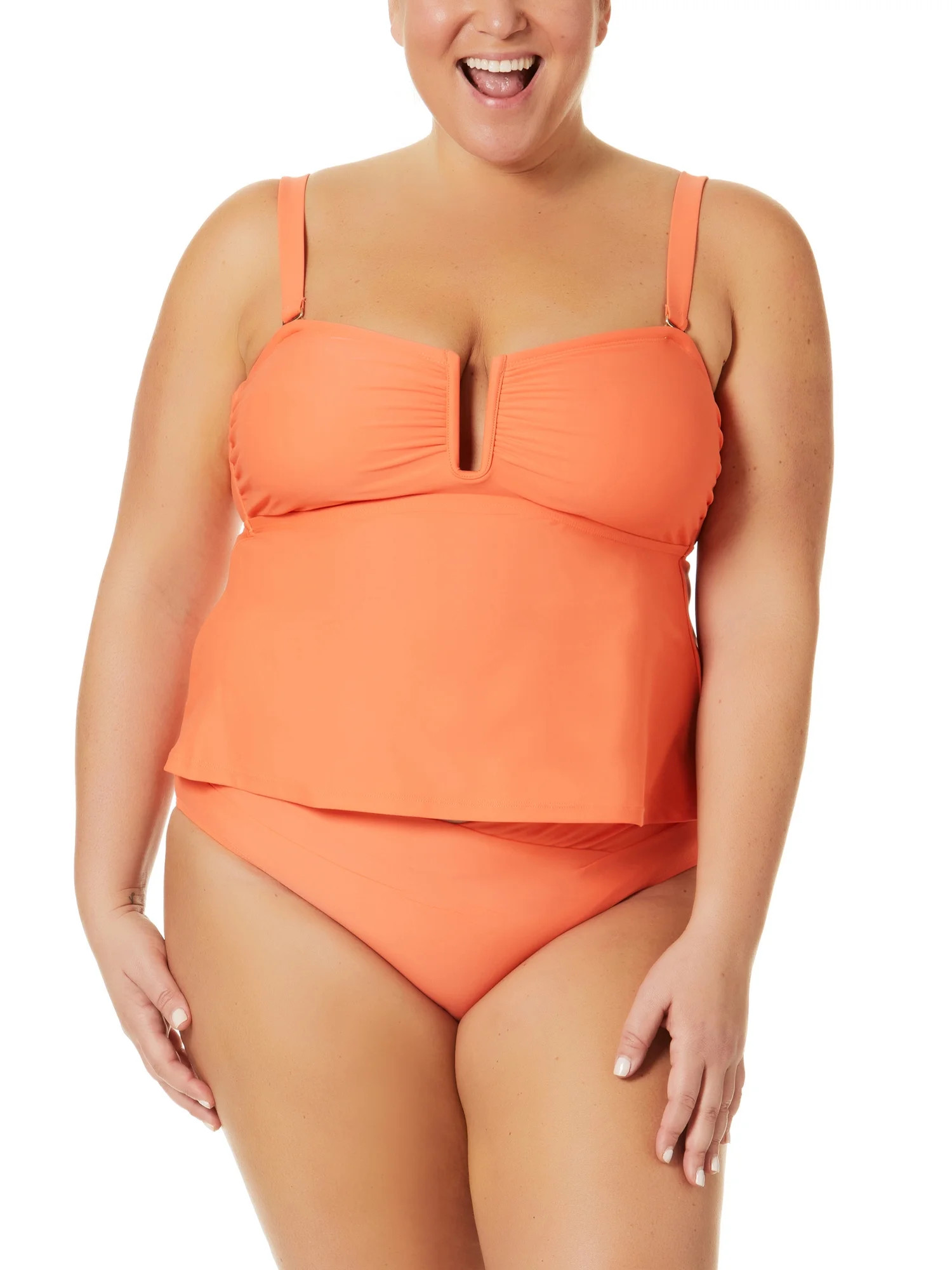 Time and Tru Women's and Women's Plus Solid U Ring Tankini | Walmart (US)