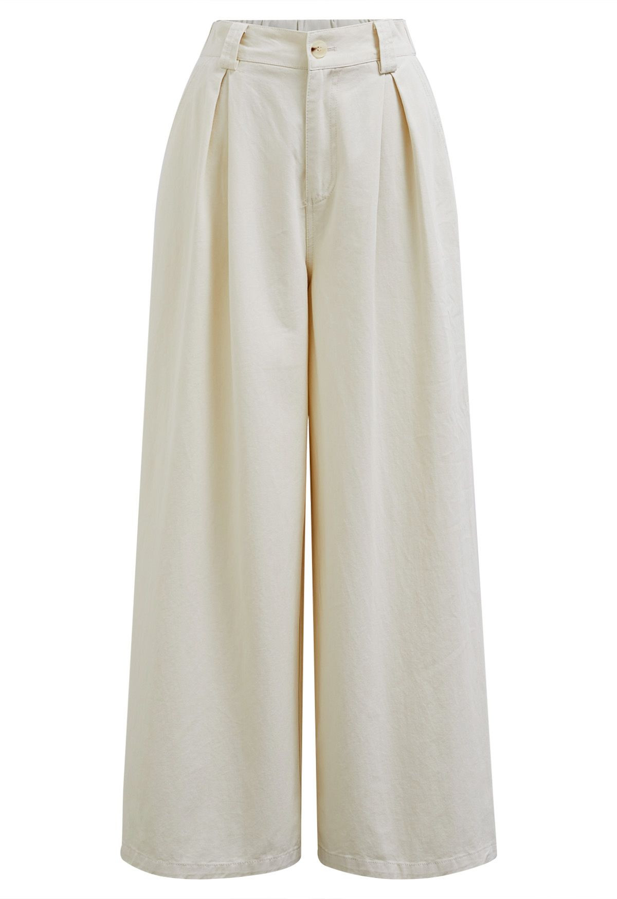 Soft Cotton Wide-Leg Pants in Ivory | Chicwish