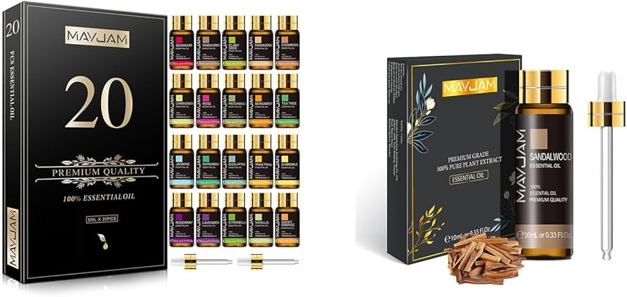 MAYJAM 20x5ML Essential Oil Gift Set and 10ML/0.33FL,OZ Sandalwood Essential Oil | Amazon (US)
