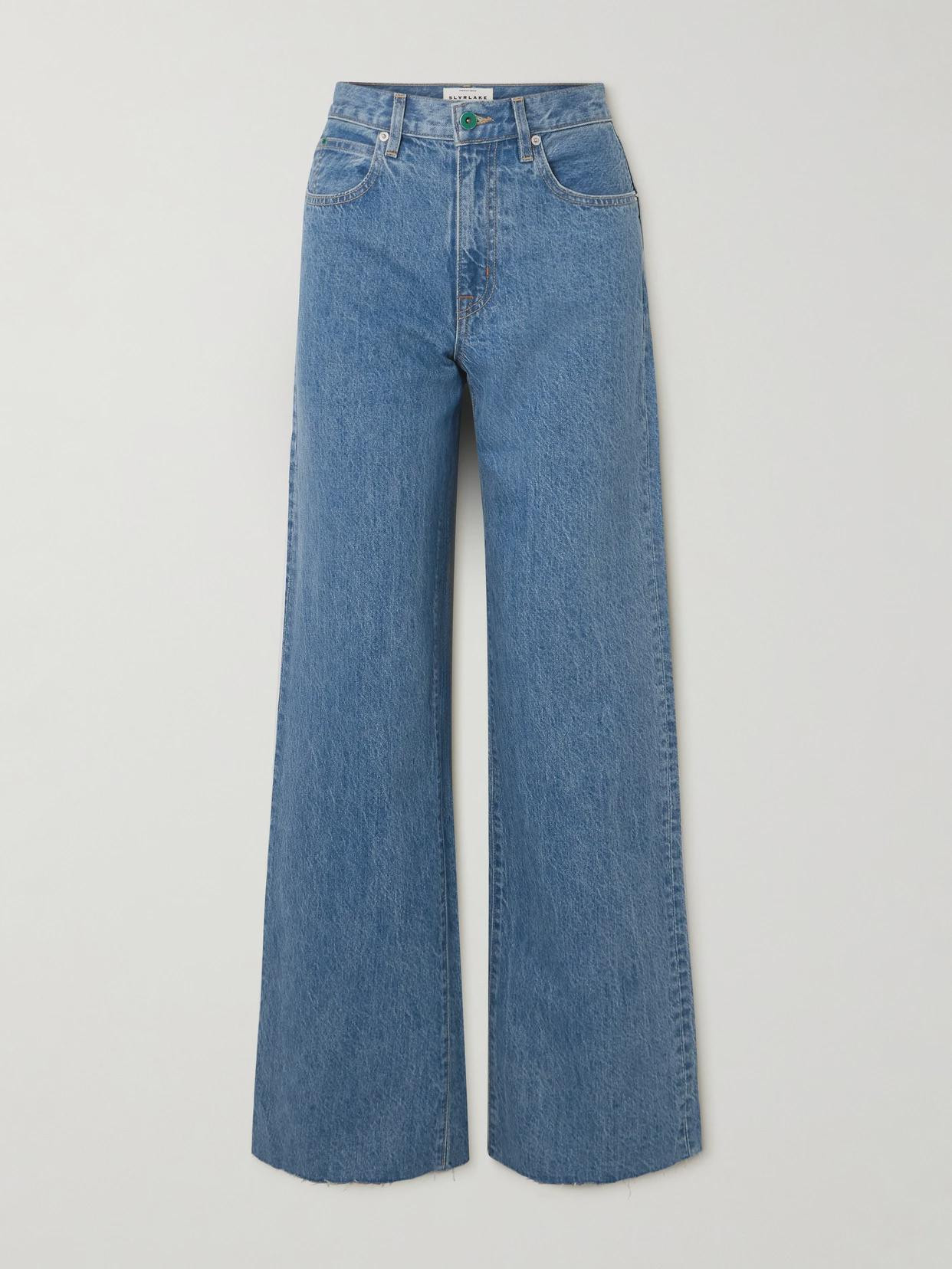 SLVRLAKE - Grace Frayed Mid-rise Wide-leg Jeans - Blue | NET-A-PORTER (US)