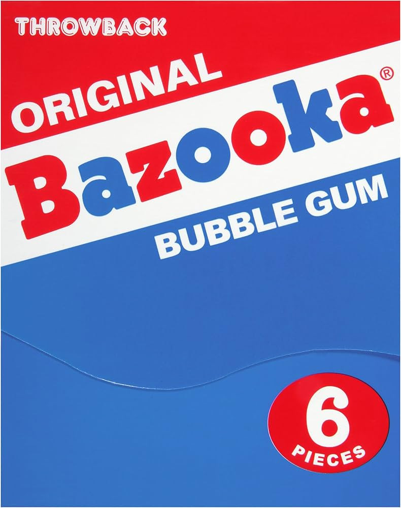 Bazooka Bubble Gum Bulk Individually Wrapped Original Pink Chewing Gum Mini Wallet Packs, 6 Piece... | Amazon (US)