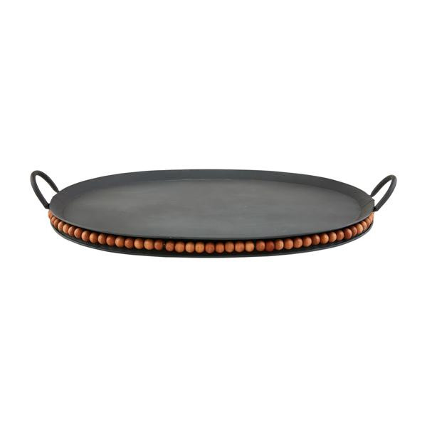 Tin Oval Beaded Tray | Mud Pie
