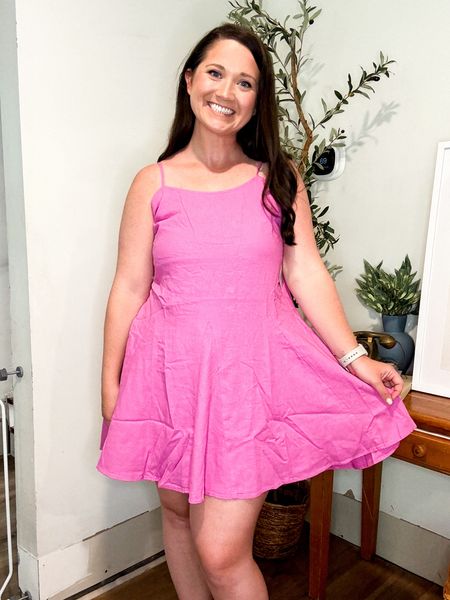 Pink dress. Linen dress for summer 