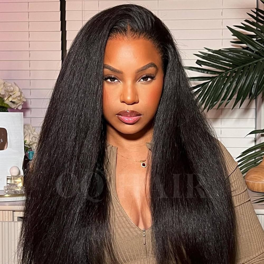 OQ HAIR 9x6 M-Cap Kinky Straight Wear Go Glueless Wig Human Hair Pre Plucked Pre Cut 180% Density... | Amazon (US)