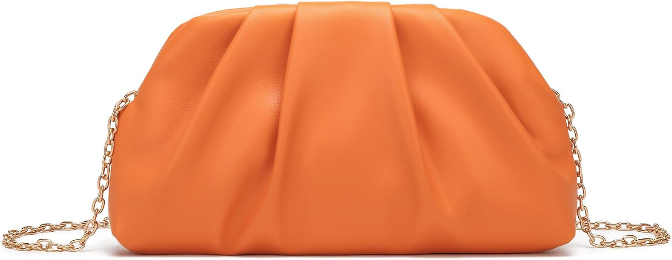 Dreubea Women's Fashion Cloud Shape Evening Bag Charming Fold Leather Clutch Handbag with Chain | Amazon (US)
