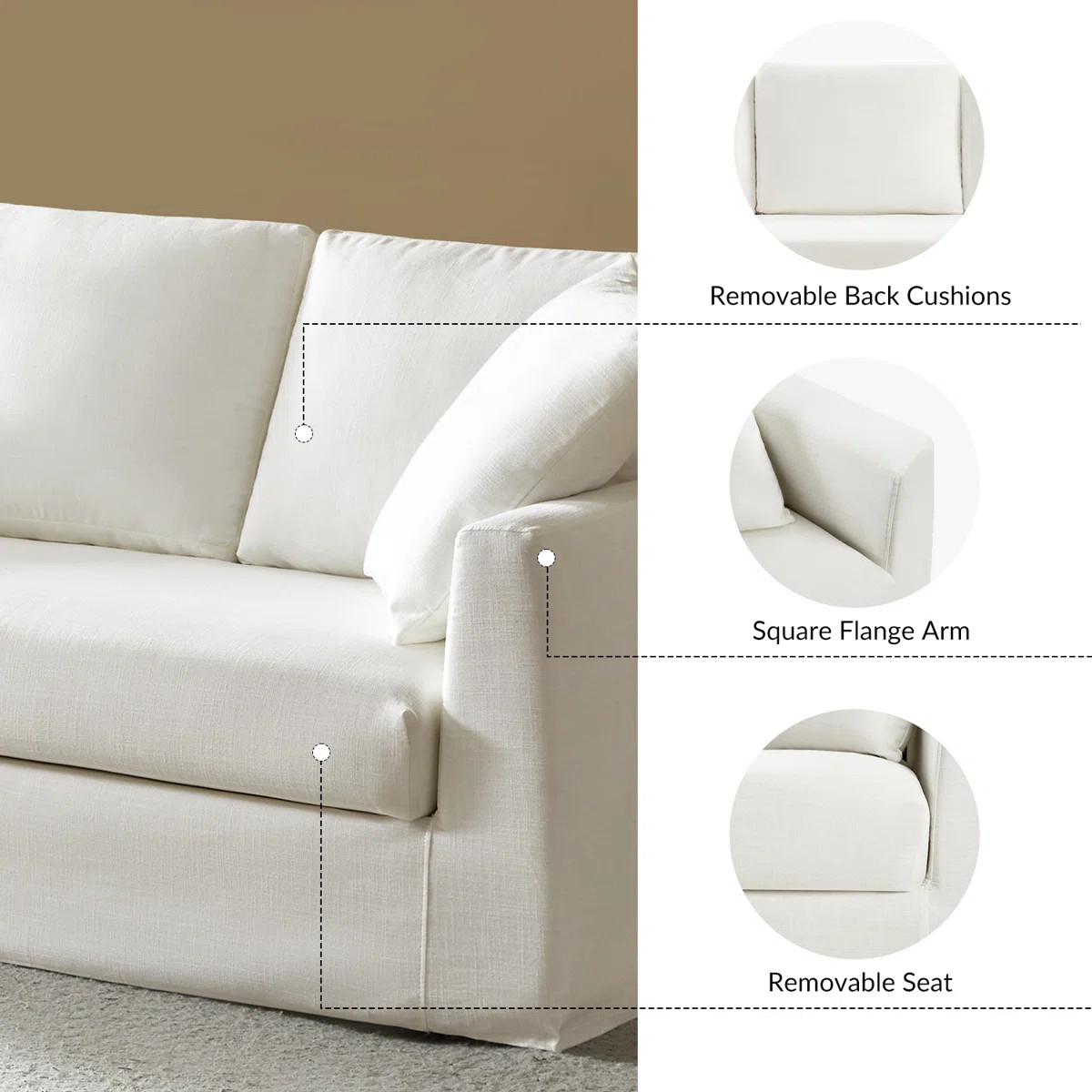 Wimberly 85" Farmhouse Upholstered Slipcovered Sofa | Wayfair North America