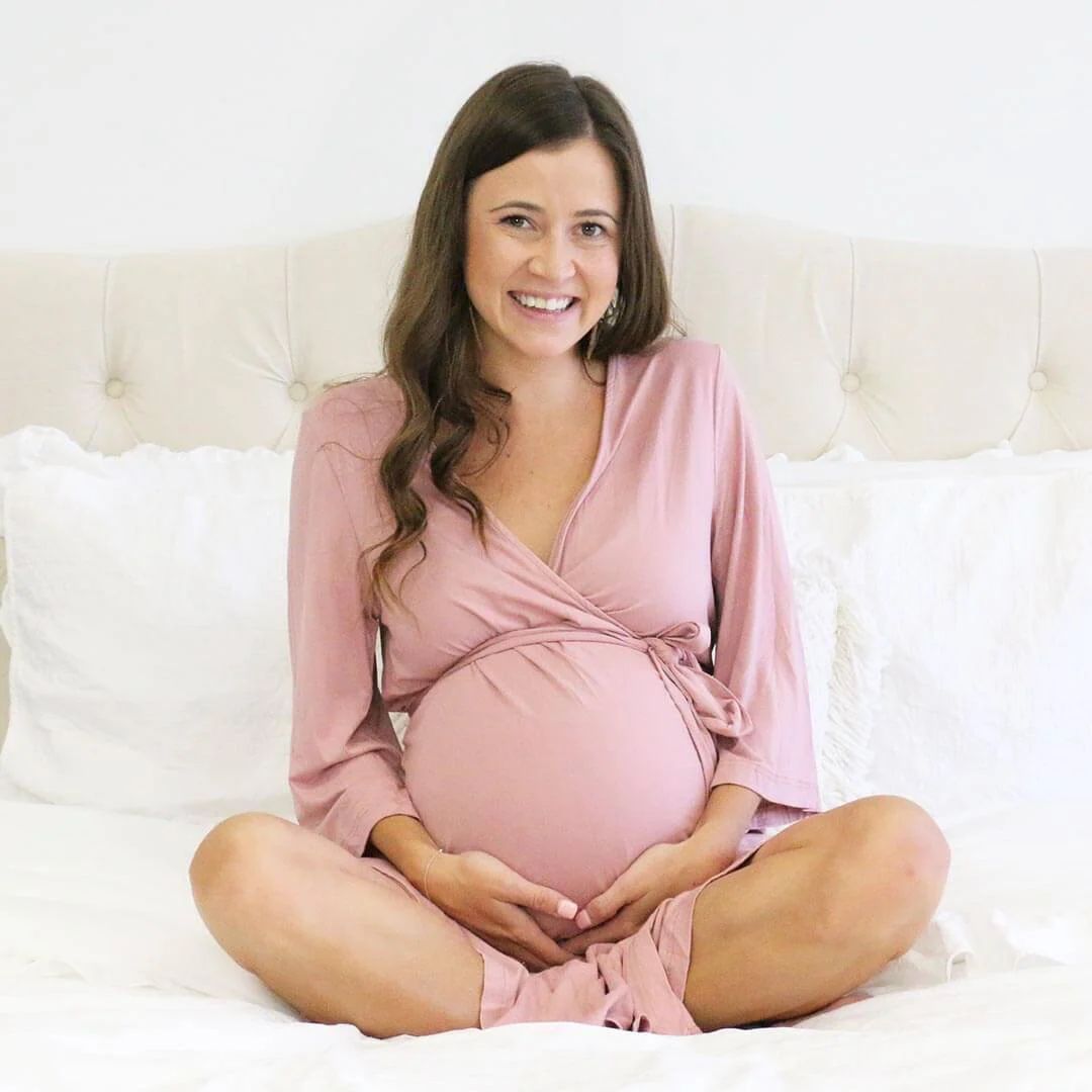 Solid Mauve Bamboo Knit Maternity Robe | Caden Lane