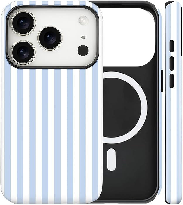 flewfun Magnetic for iPhone 17 Pro Max Case Cute Stripes Phone Case, Shockproof Slim TPU and Hard... | Amazon (US)