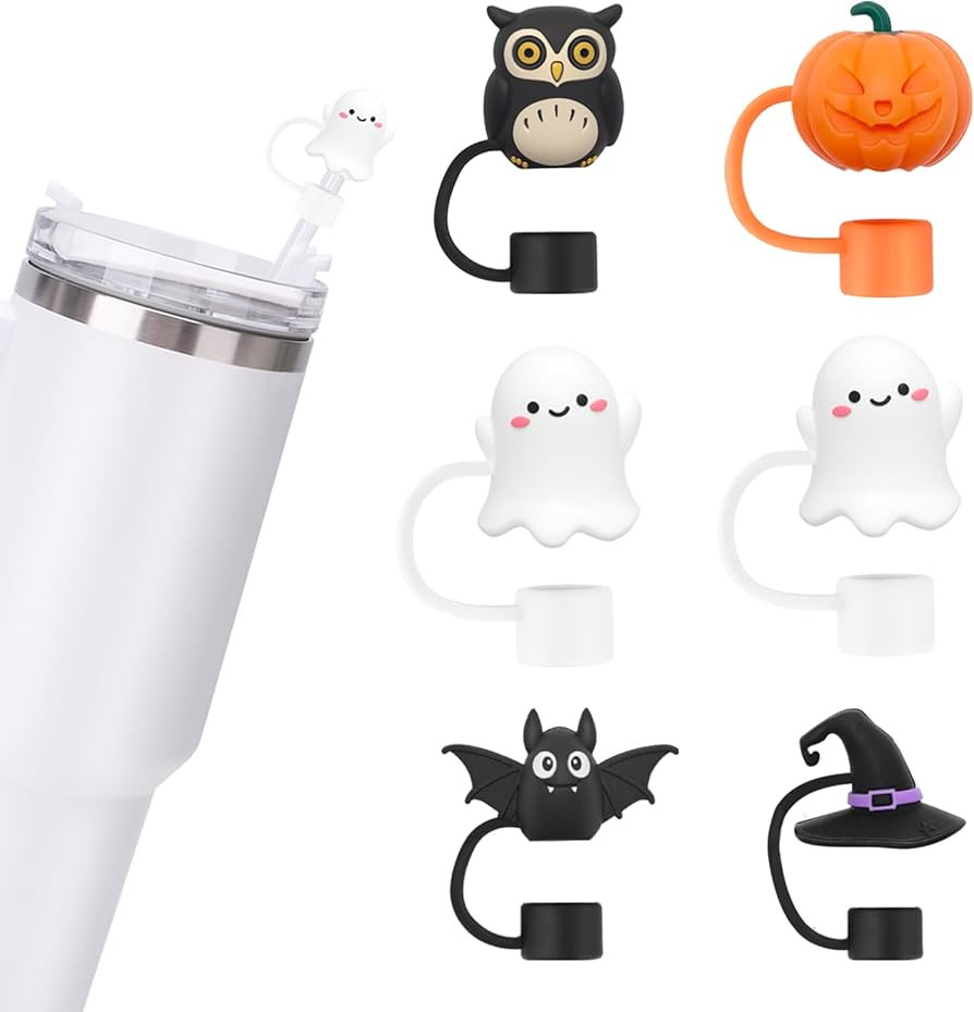 Halloween Straw Cover Cap for Stanley Cup 30 40 oz,Cute Skull Straw Covers Cap,Silicone Reusable ... | Amazon (US)
